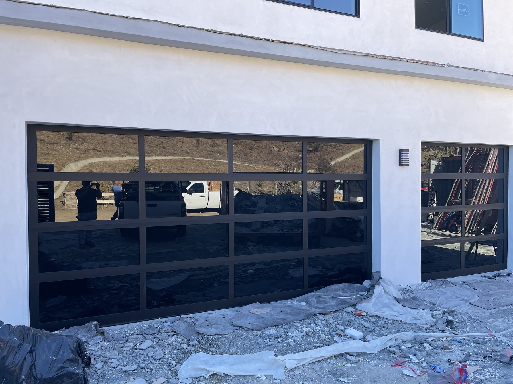 Modern glass garage door