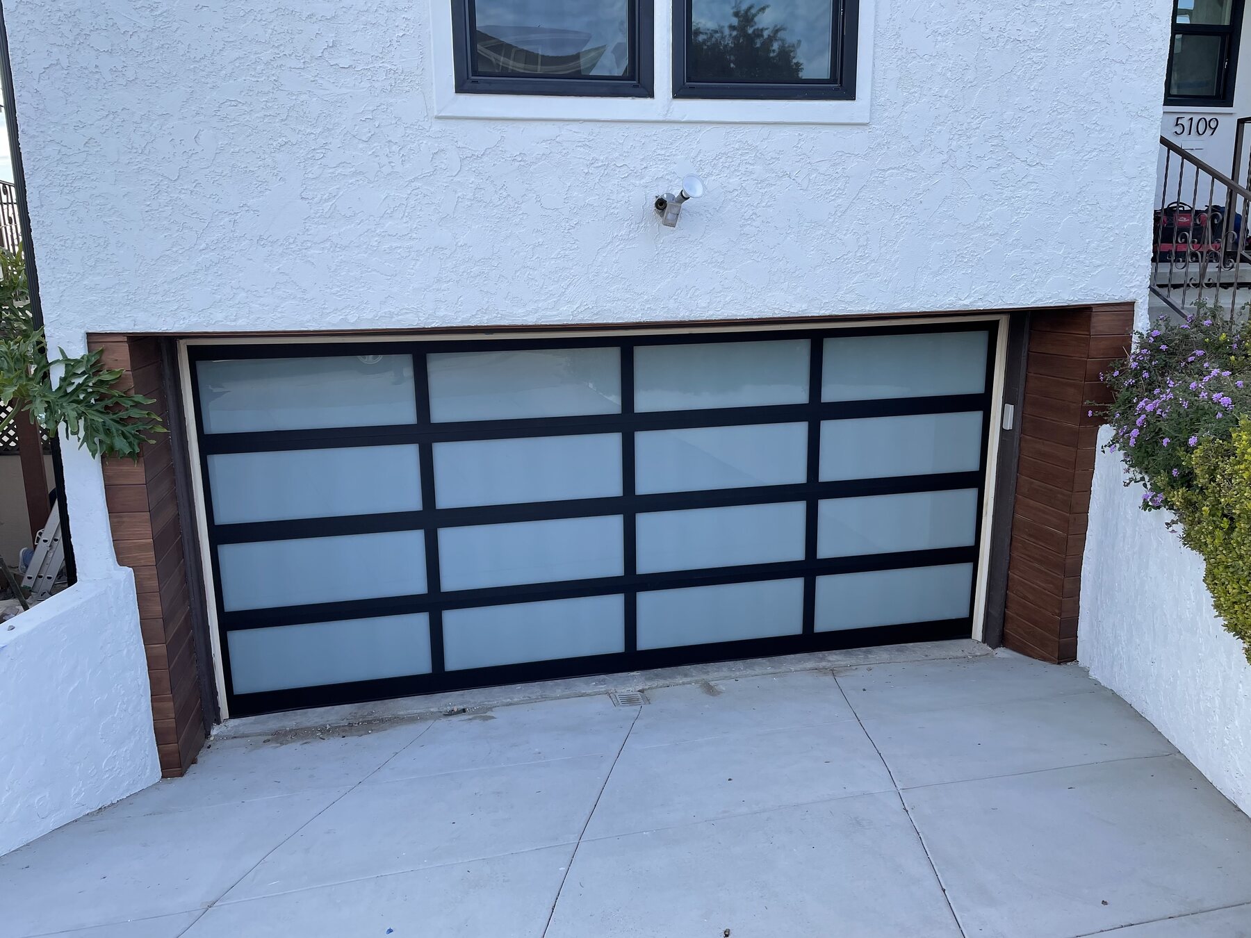 Black full-view garage door
