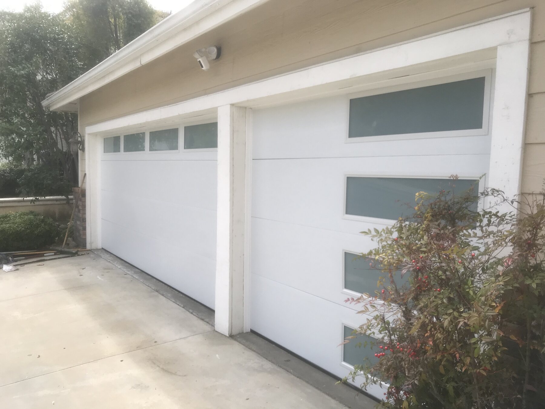 Contemporary garage door set