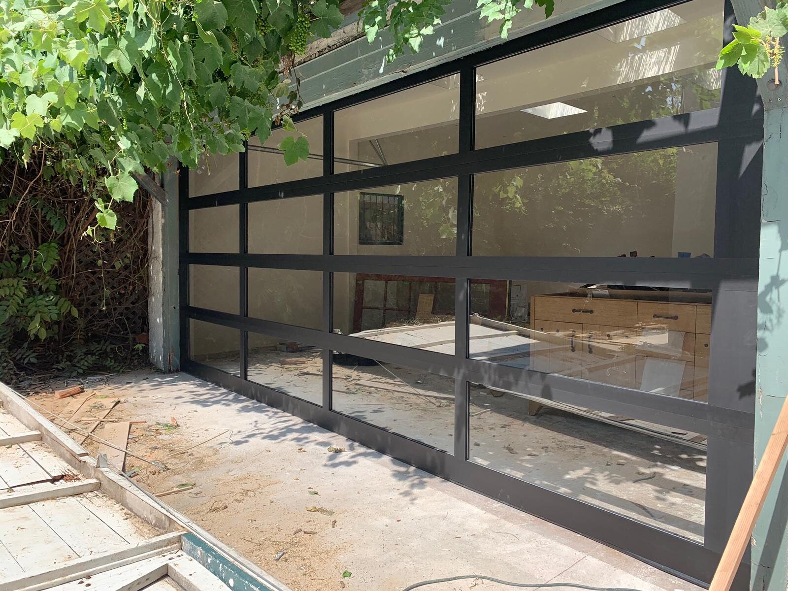 Glass garage door system